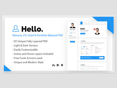 Hello - Resume Google Material PSD Template