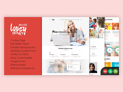 Lovey Dovey One Page Parallax Muse Template