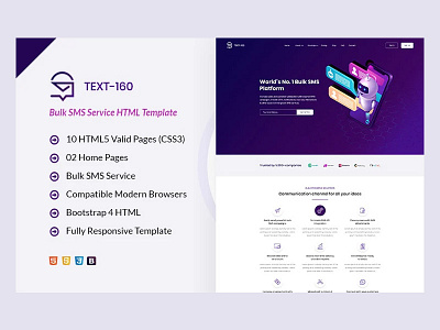 Text 160 Bulk SMS Service Website Template