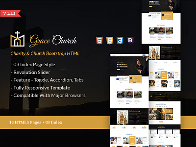 Grace Church – Charity & Church Bootstrap HTML Template