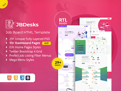 JBDesks - Job Board and Dashboard HTML5 Template