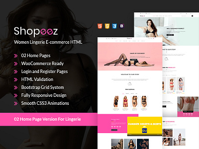 Shopeez - Women Lingerie E-commerce HTML Website Template