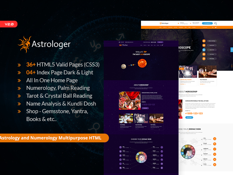 Astrologer Astrology and Numerology HTML Website Template by Webstrot