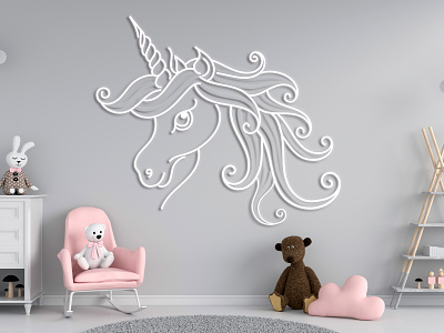 Unicorn 3d abstract design illustration unicorn vector wall art