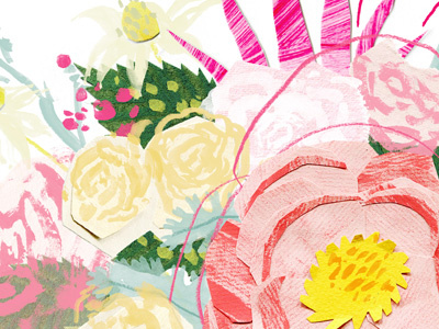 Bouquet bouquet collage floral illustration paper pink rose