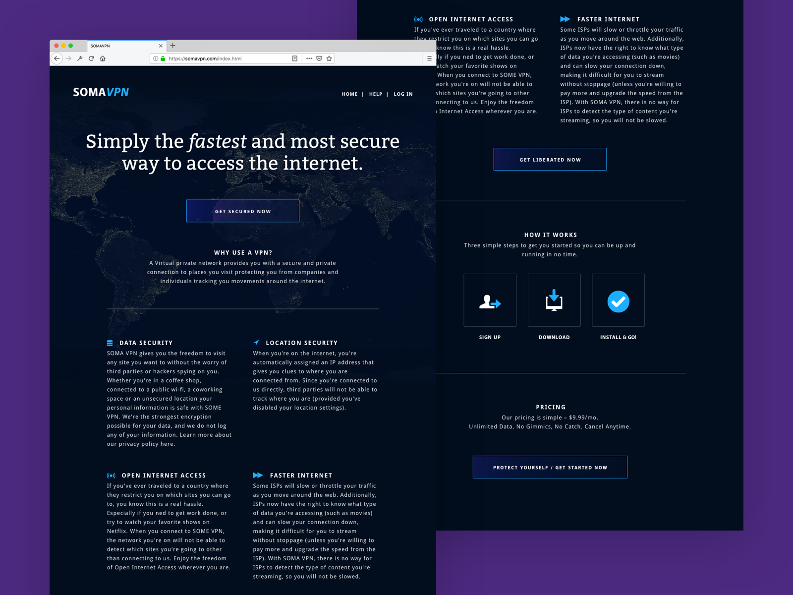 Soma - the fastest and most secure way to access the internet. design icon illustrations marketing campaign ux design vpn website