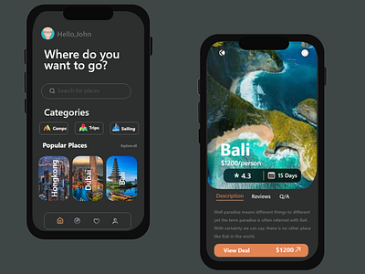 UI of Travel app graphic design ui