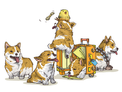 Welsh corgi 1000day dog illustration illustration art illustrator vector