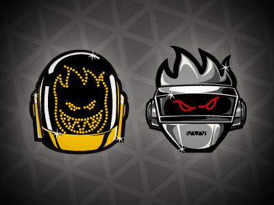 Daft Fire chrome daft punk helmet illustration mashup skateboard spitfire