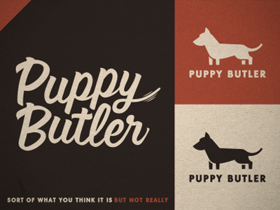 Puppy Butler butler dog logo puppy script