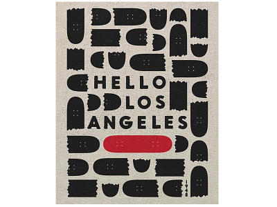 Hello Los Angeles broken illustration los angeles poster skateboard