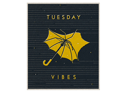 Tuesday Vibes broken illustration rain tuesday umbrella vibes vintage wind