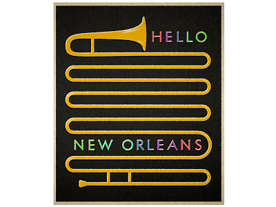 Hello New Orleans illustration new orleans travel trombone vintage
