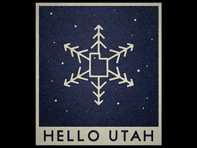 Hello Utah illustration snow snowflake travel utah vintage
