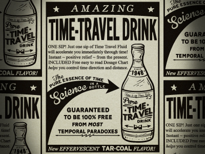 Time Travel Drink Ad ad beer design drink llustration retro science time travel vintage