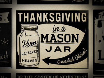 Thanksgiving In A Mason Jar ad illustration jar thanksgiving vintage