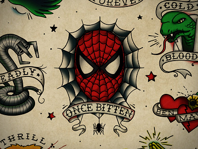 Spiderman Flash design flash illustration spiferman tattoo vintage