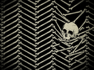 Herringbone bone herringbone illustration pattern skull