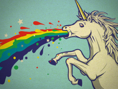 Spirit Animal illustration puke rainbow skateboarding spitfire unicorn