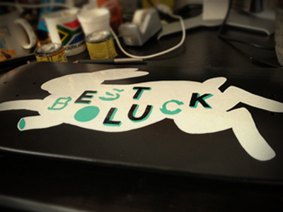 Best Of Luck - WIP bunny luck paint painting skateboard typography