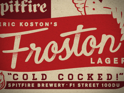 Froston Lager beer beercoaster illustration koston script spitfire vintage