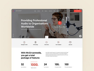 📢 Website for McGirvanmedia Audio Solution - Home page audio company design layout red services ui ux website