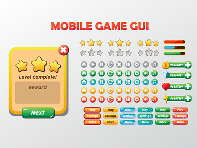 Mobile Game GUI Design - UI/UX, Mobile Icons Pack game design icon design icons icons pack icons set interface kit mobile mobile app mobile game design mobile game ui mobile ui pack ui ux web