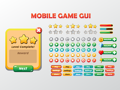 Mobile Game GUI Design - UI/UX, Mobile Icons Pack