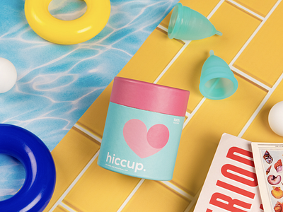 Hiccup: Menstrual Cups - Branding & Packaging branding bright design graphic design illustration logo menstrual cups menstrual products packaging packaging design typography vector women