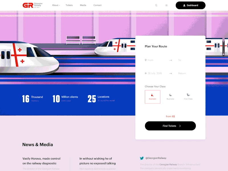 Georgian Railway booking landing page railway train travel ui ux web webdesign