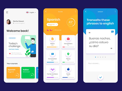 Language Learning App UI Design Concept app learning app learning management system learning platform mobile app design