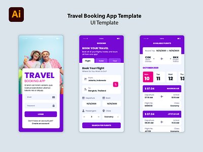 Travel Booking App Template app branding design flight app ui travel app travel booking app ui