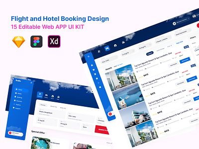 Flight & Hotel Booking Web App UI KIT flight and hotel booking flight booking hotel booking web app ui design web ui kit