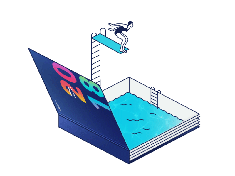 Dive In animation bold colourful dive gif outline pool swimming water waves