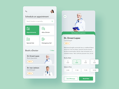 Medical / Doctor App Screen Exploration - Sketch File doctor doctor app download green medical medical app mobile sketch ui ux