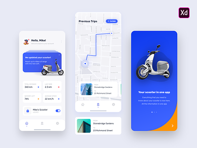 E-Scooter Dashboard - Mobile App - Free XD File