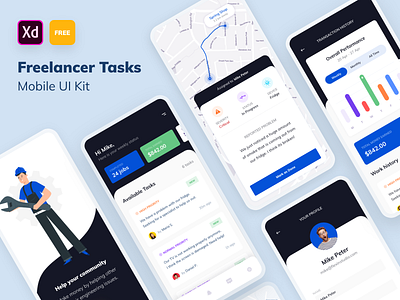 FREE Mobile UI Kit - Freelance Task List