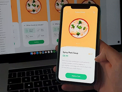 Food App - Add to Cart Animation add to cart animation ecommerce ecommerce app figma food food app food app ui food delivery app foodie micro interaction mobile app motion orange ui ui animation ux