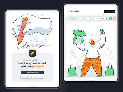 Painting iPad App - Draw & Sketch black clean color draw drawing illustration ipad mobile app mobile ui paint painting product design simple sketch sketching ui ux white
