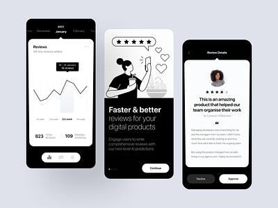 AI Reviews App - Black & White Concept