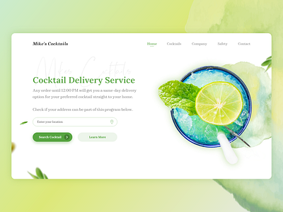 Cocktail Delivery - Hero Shot cocktail delivery hero hero image hero shot landing landing page ui