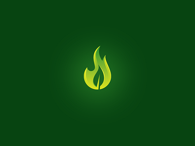 FlameLeaf burn burning fire flame green leaf light logo nature negative space plant symbol