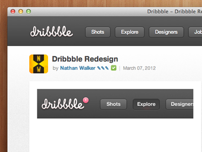 Dribbble redesign by Nathan Walker (user css) dribbble redesign user css