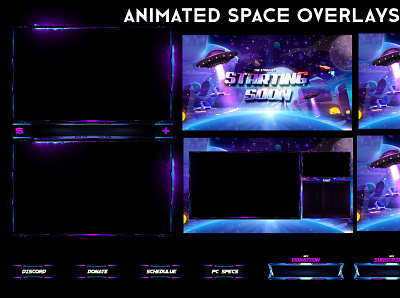 Animated Stream Retro Space Universe Overlays Panels Scenes design etsyseller stream overlay streamer twitch twitch logo twitch overlays twitchemote