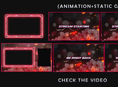 Twitch Animated Stream Blossom Overlay Package - [Animated] branding design etsyseller illustration stream overlay streamer twitch overlays