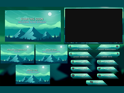 Twitch - Night Sky Themed Stream Overlay Package Calm Overlays