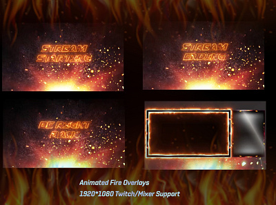 Fire Twitch Animated Stream Package - [Animated] branding fiverr fiverr design stream overlay streamer twitch twitch overlays