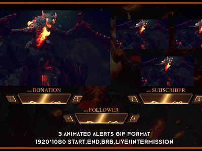 Twitch - Dragon Fire Themed Stream Overlay Package