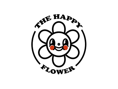 The Happy Flower - logo design cute logo flower flower logo fun logo happy flower logo logo concept logo design logos retro logo retro style vintage logo vintage style