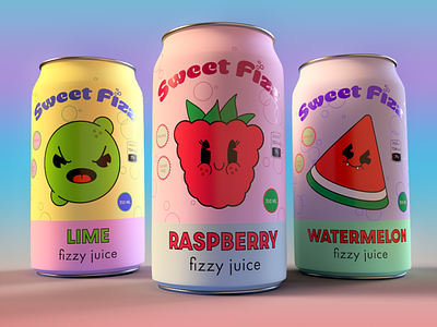 Sweet Fizz - natural fizzy juice branding can design canned drink cute illustration drink drink design fizzy drink juice juice design packagedesign packaging